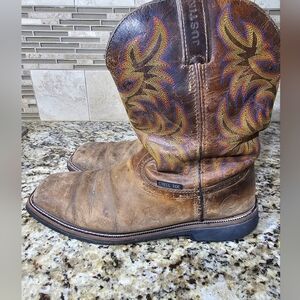 Justin Original Work Boots Men's Driller Pull-On Square Steel Toe Sz 12D